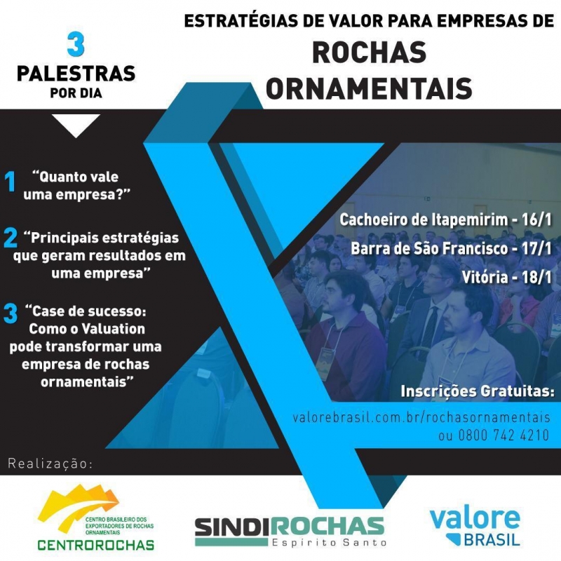 Palestras gratuitas abordam Estratégias de Valor para empresas de rochas ornamentais
