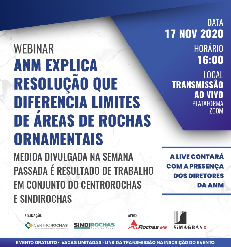 Webinar • ANM Explica Resolução que Diferencia Limites de Áreas de Rochas Ornamentais
