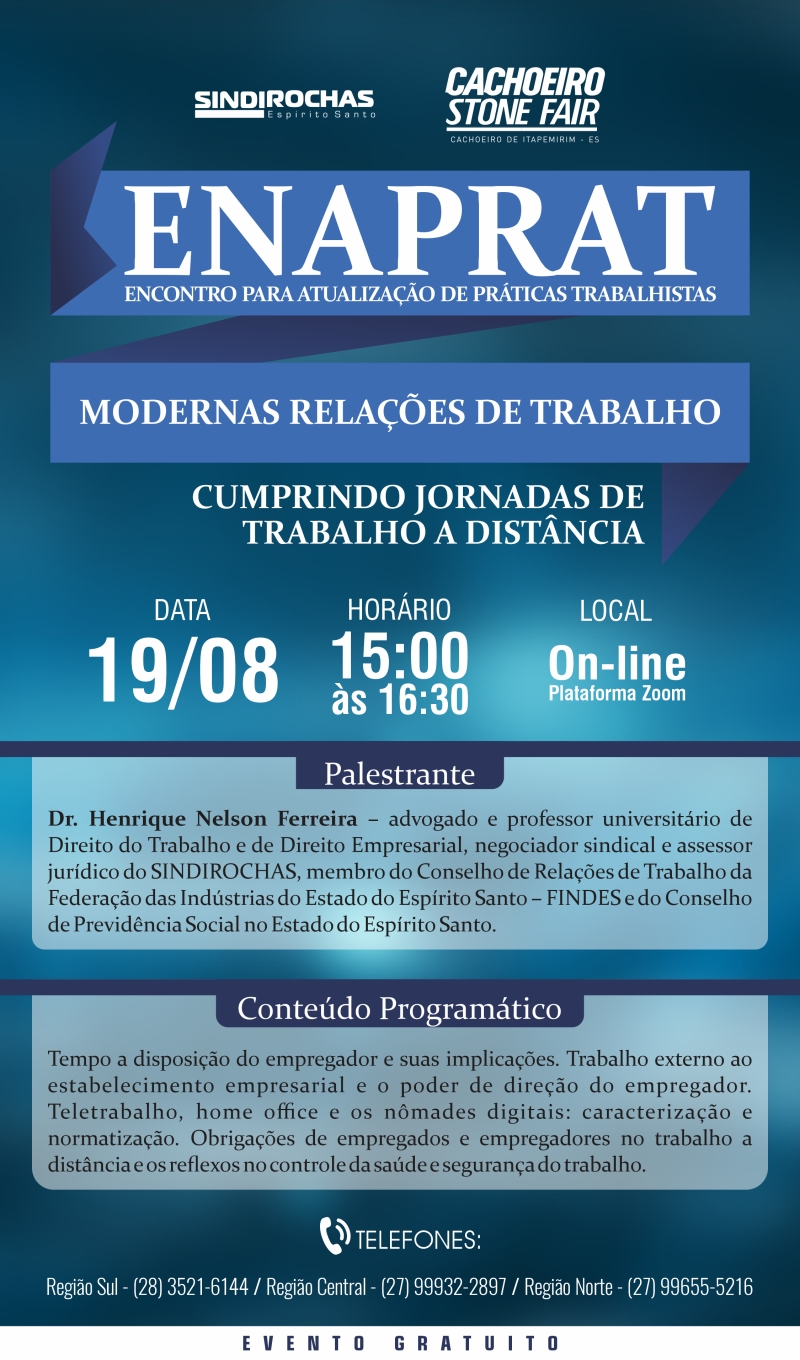 Live • Enaprat (Encontro para Atualização de Práticas Trabalhistas) - Modernas Relações de Trabalho: Cumprindo Jornadas de Trabalho a Distância