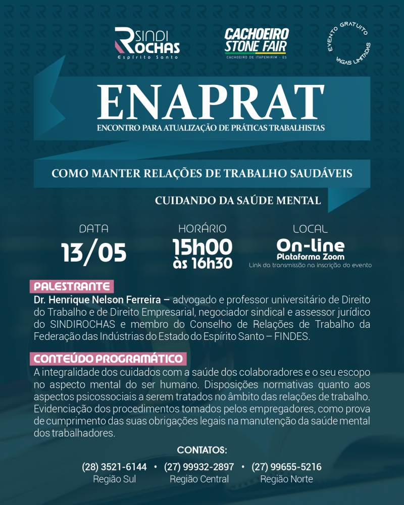 Live • Enaprat (Encontro para Atualização de Práticas Trabalhistas) – Como Manter Relações de Trabalho Saudáveis: Cuidando da Saúde Mental