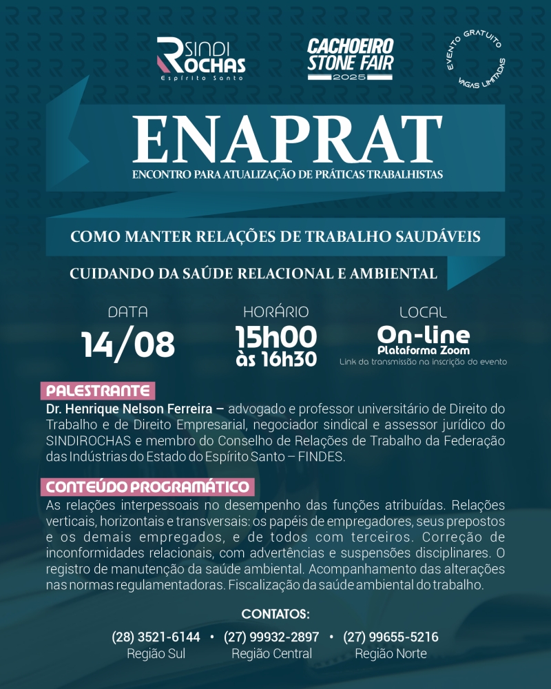 Live • Enaprat (Encontro para Atualização de Práticas Trabalhistas) - Como Manter Relações de Trabalho Saudáveis: Cuidando da Saúde Relacional e Ambiental