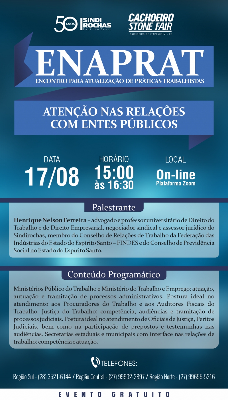 Live • Enaprat (Encontro para Atualização de Práticas Trabalhistas) – Atenção nas Relações com Entes Públicos