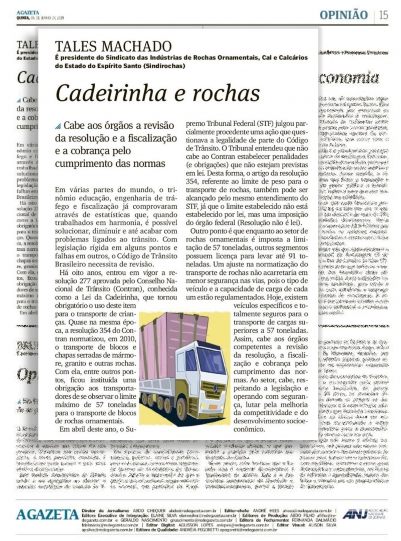 A cadeirinha infantil e o transporte de rochas