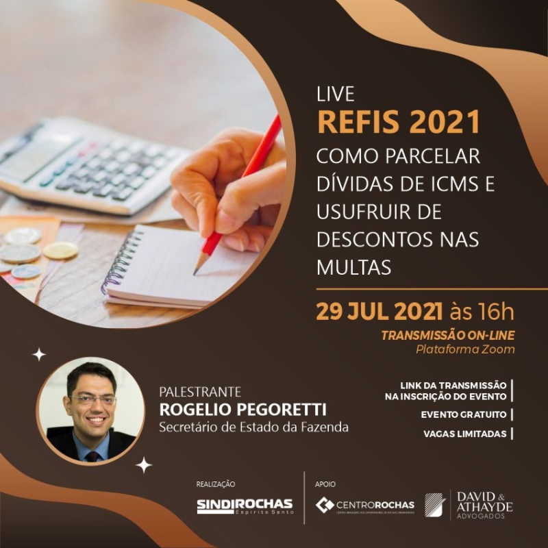 Live • Refis 2021 - Como Parcelar Dívidas de ICMS e Usufruir de Descontos nas Multas