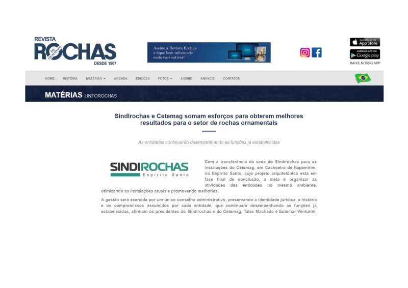 Sindirochas e Cetemag somam esforços para obterem melhores resultados para o setor de rochas ornamentais